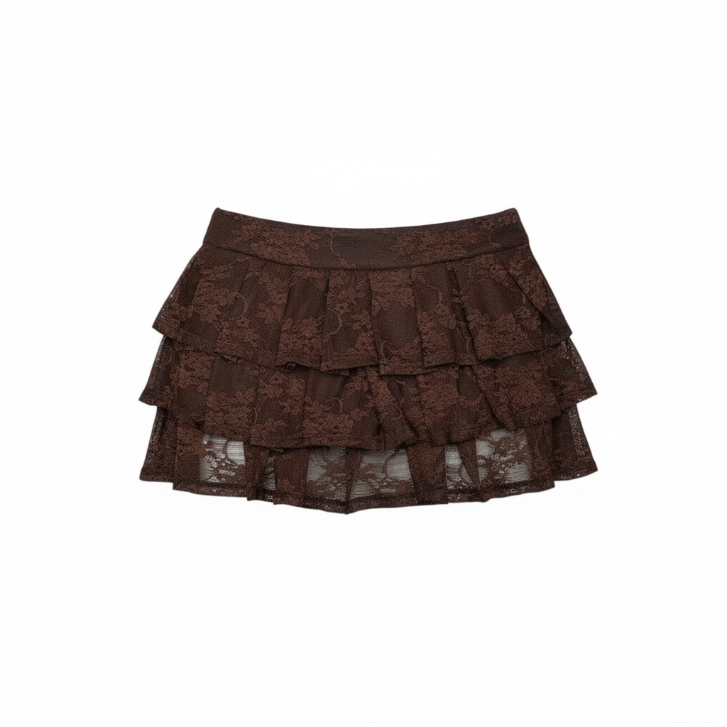 Mocha Ruffle Lace Mini