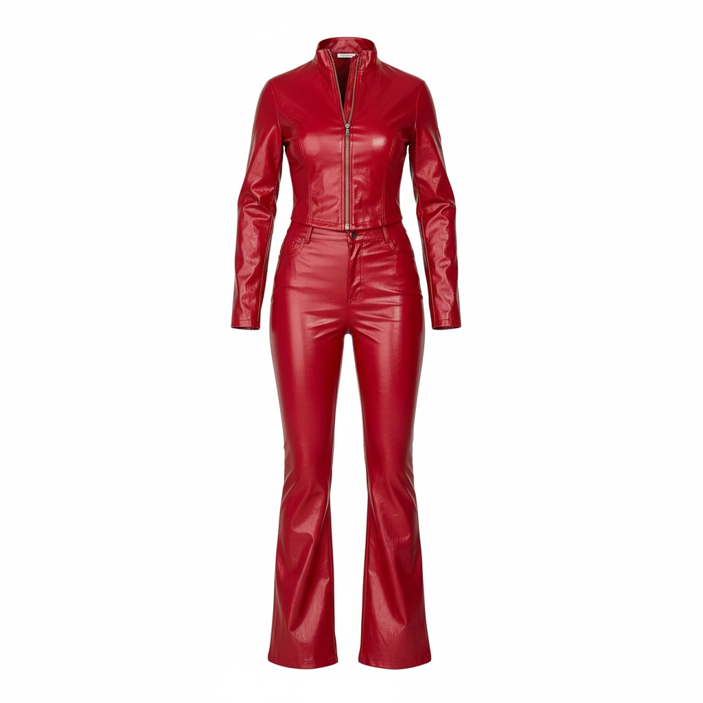 Faux Leather Two-Piece Set