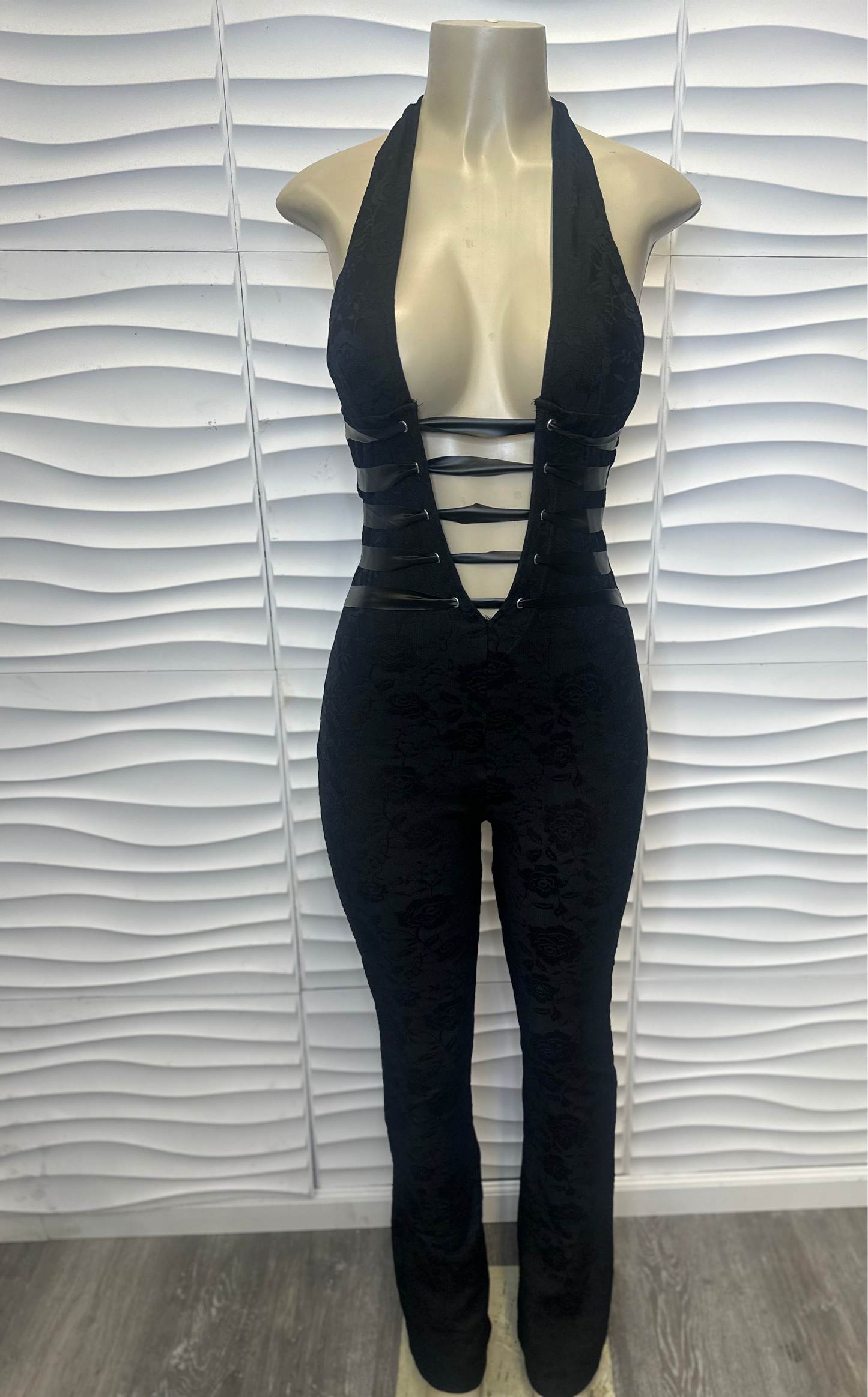 Strapped In Black Halter Jumpsuit