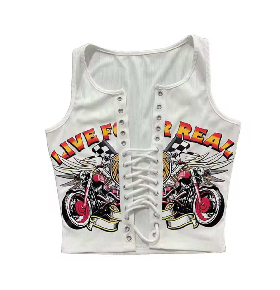 Live For Real Lace-Up Graphic Tank