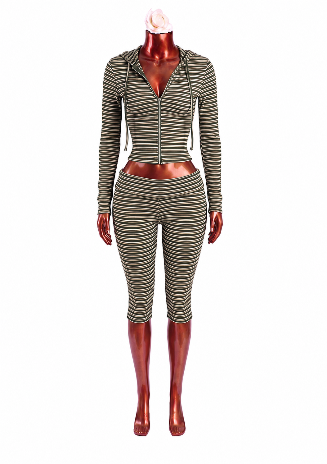 Keep It Moving Striped Capri Set