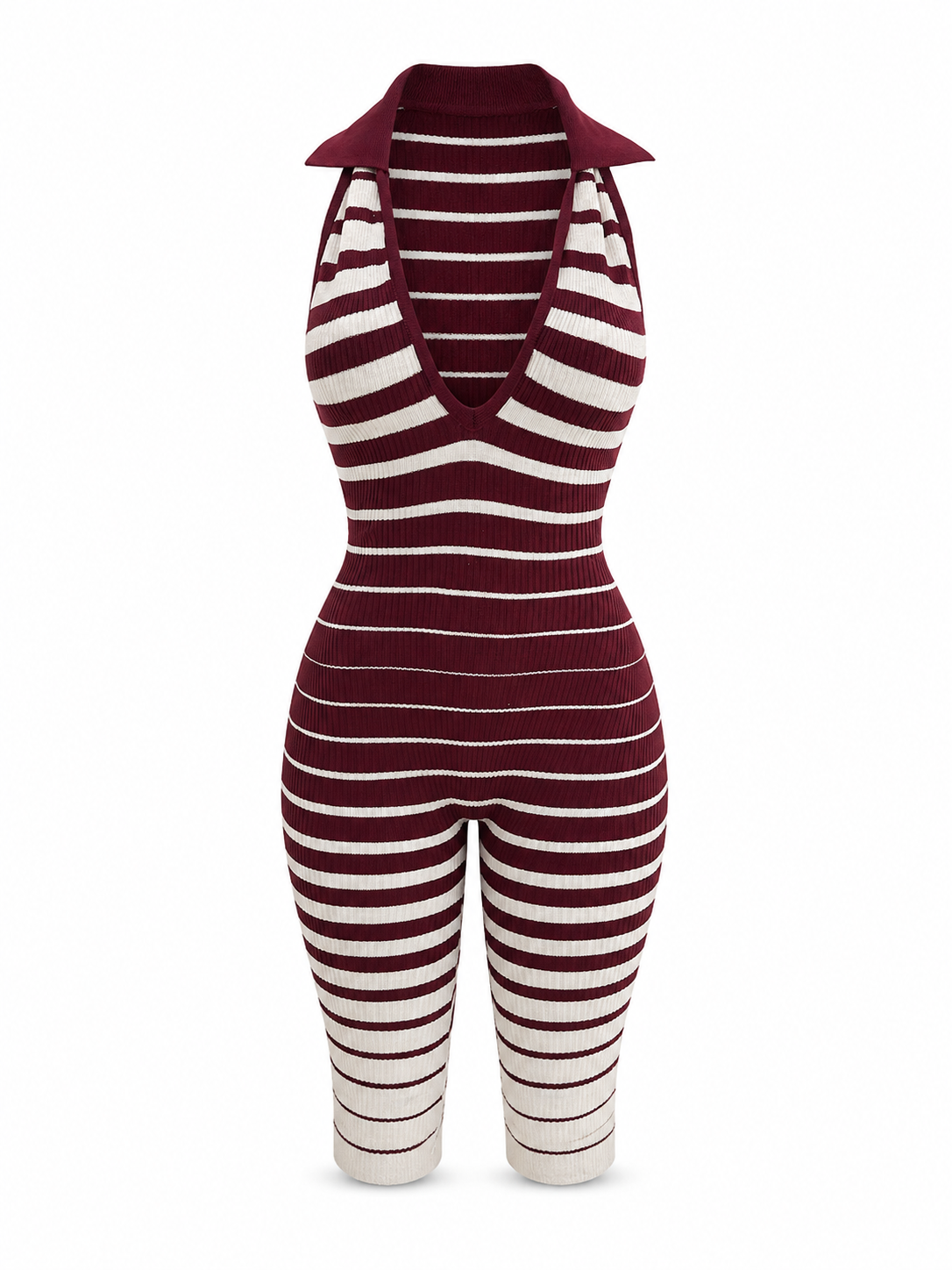 Varsity Chic Striped Capri Jumpsuit
