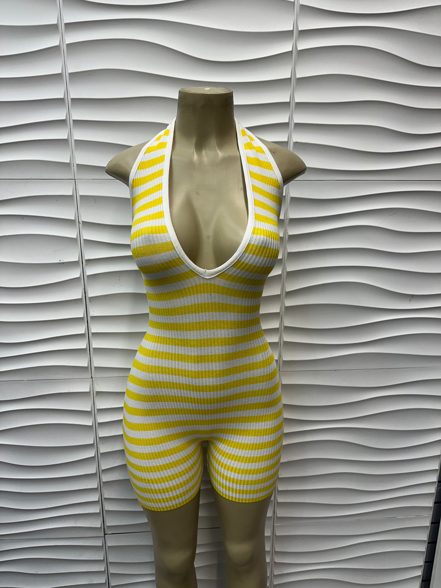 Lemon Pop Ribbed Romper