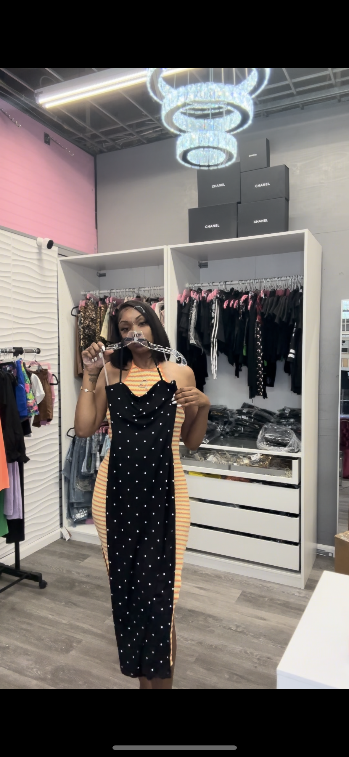 Black Polka Dot Slip & Black Rose Slip Dress