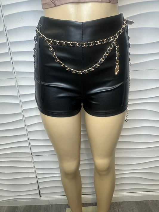 Laced Up Luxe Faux Leather Shorts
