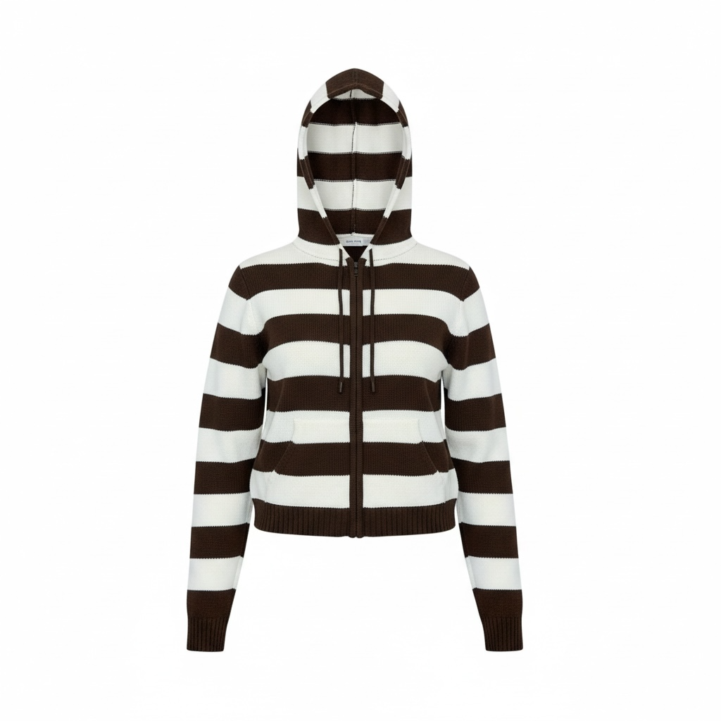 Chocolate Stripe Cozy Knit Hoodie