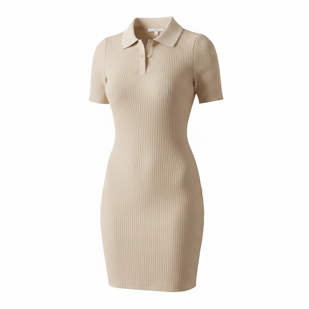 Ribbed Polo Bodycon Dress