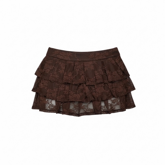 Mocha Ruffle Lace Mini