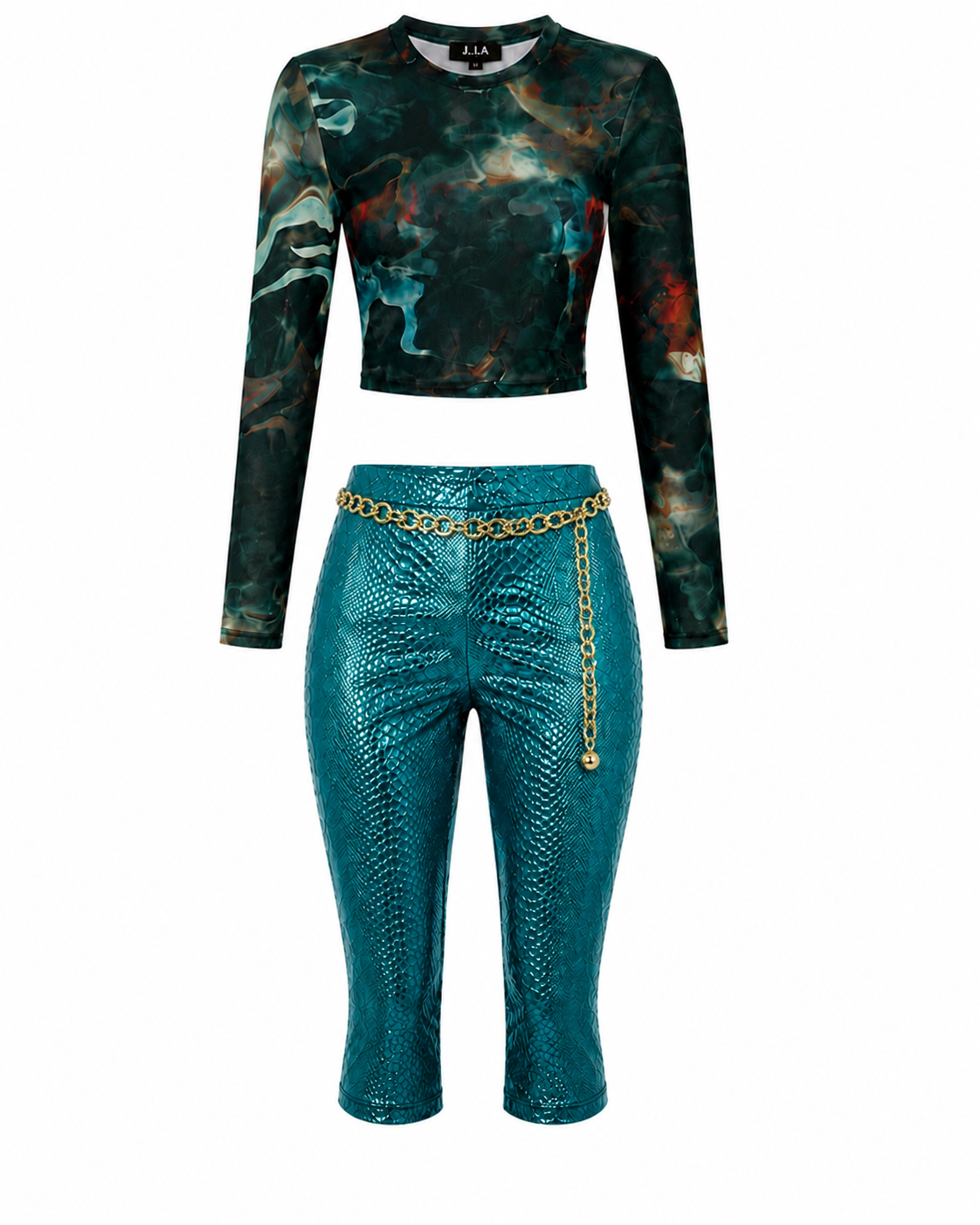 Emerald Snake Print Capri Leggings