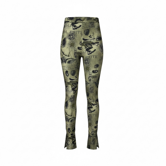 Printed Graffiti Leggings – Olive