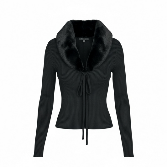 Midnight Plush Tie-Front Top