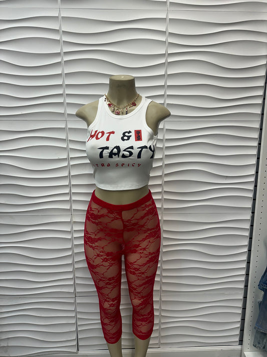 Red Lace Leggings