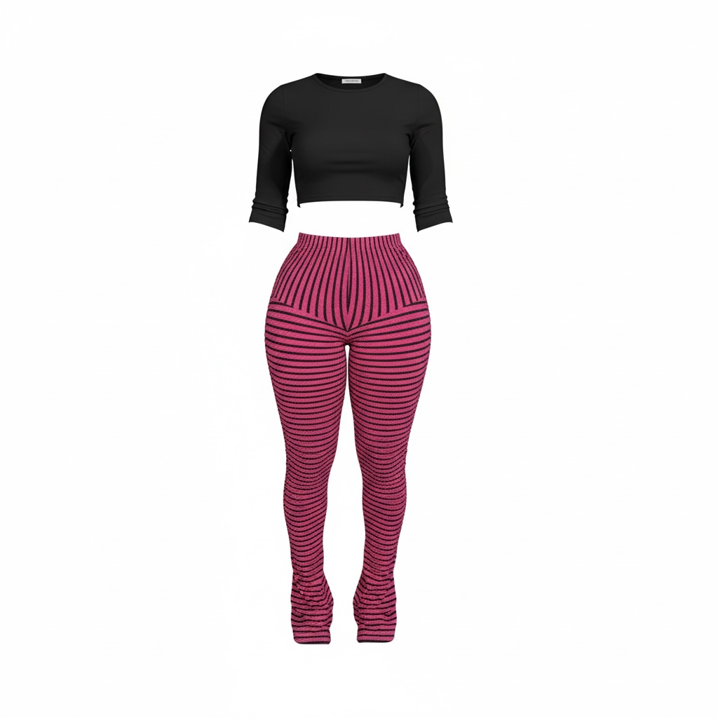 Ribbed Optical Illusion Pants