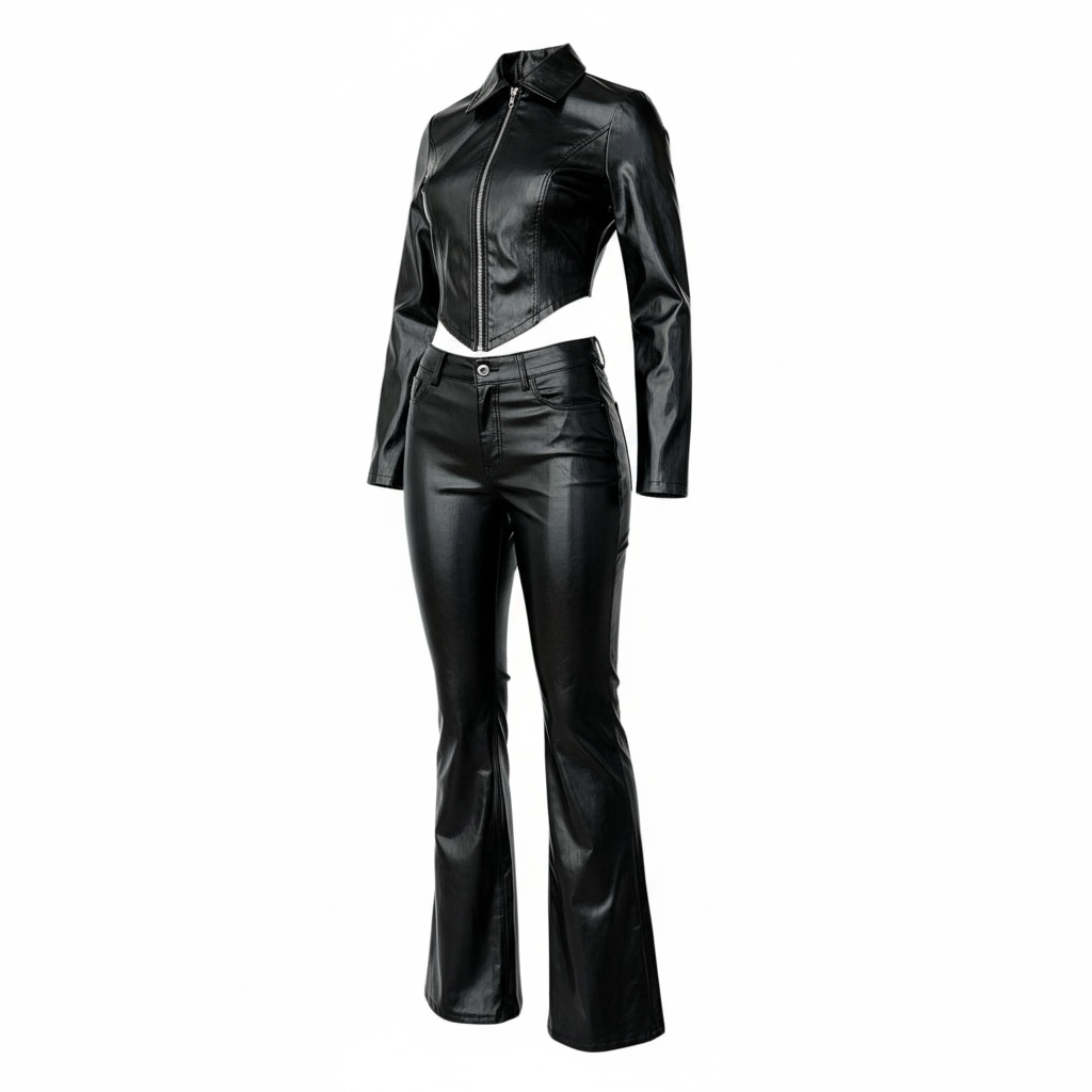 Faux Leather Two-Piece Set