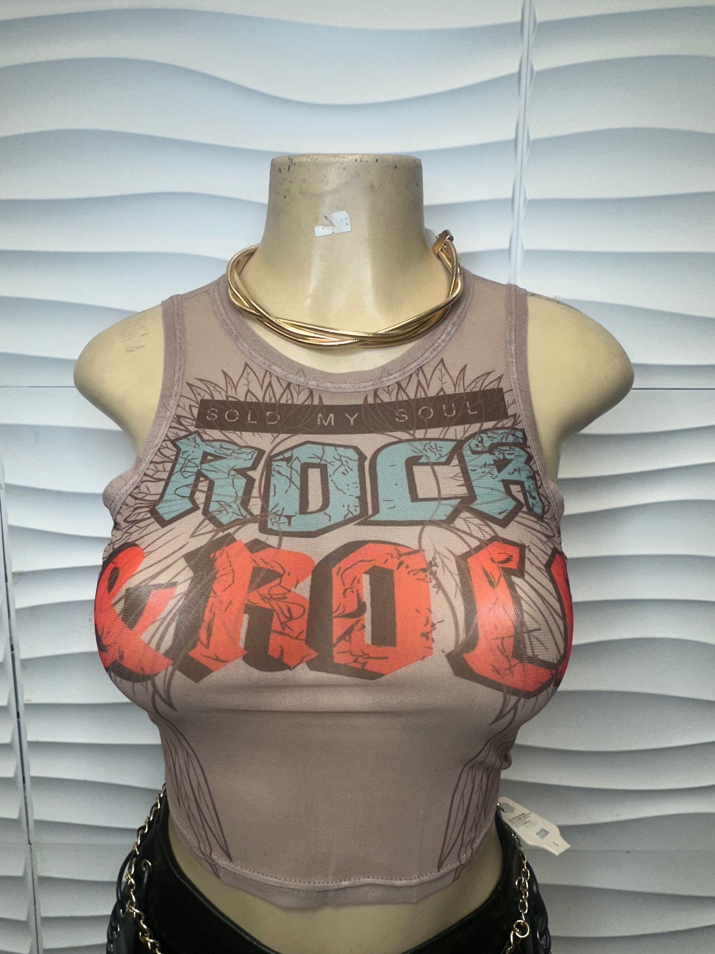 Rock & Roll Baby” Mesh Crop Top