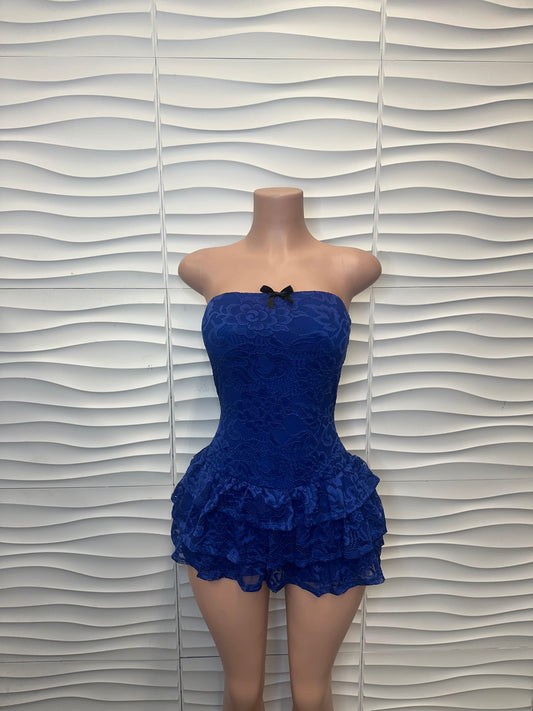 Royal Lace Ruffle Romper