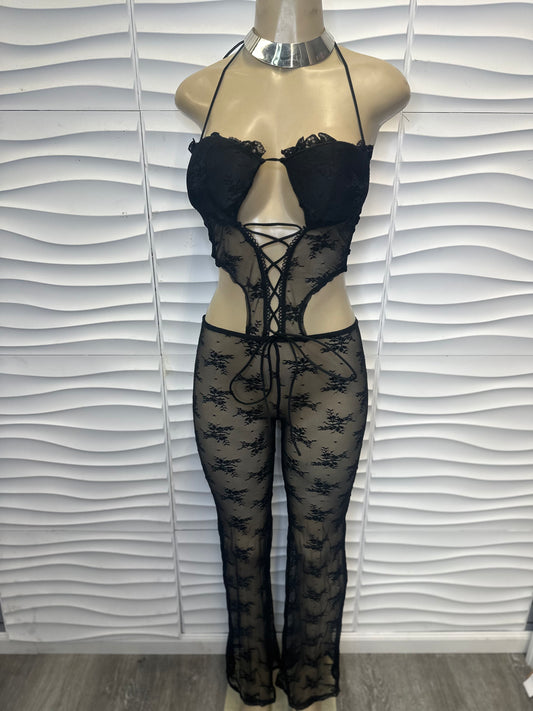Midnight Ties Lace Jumpsuit