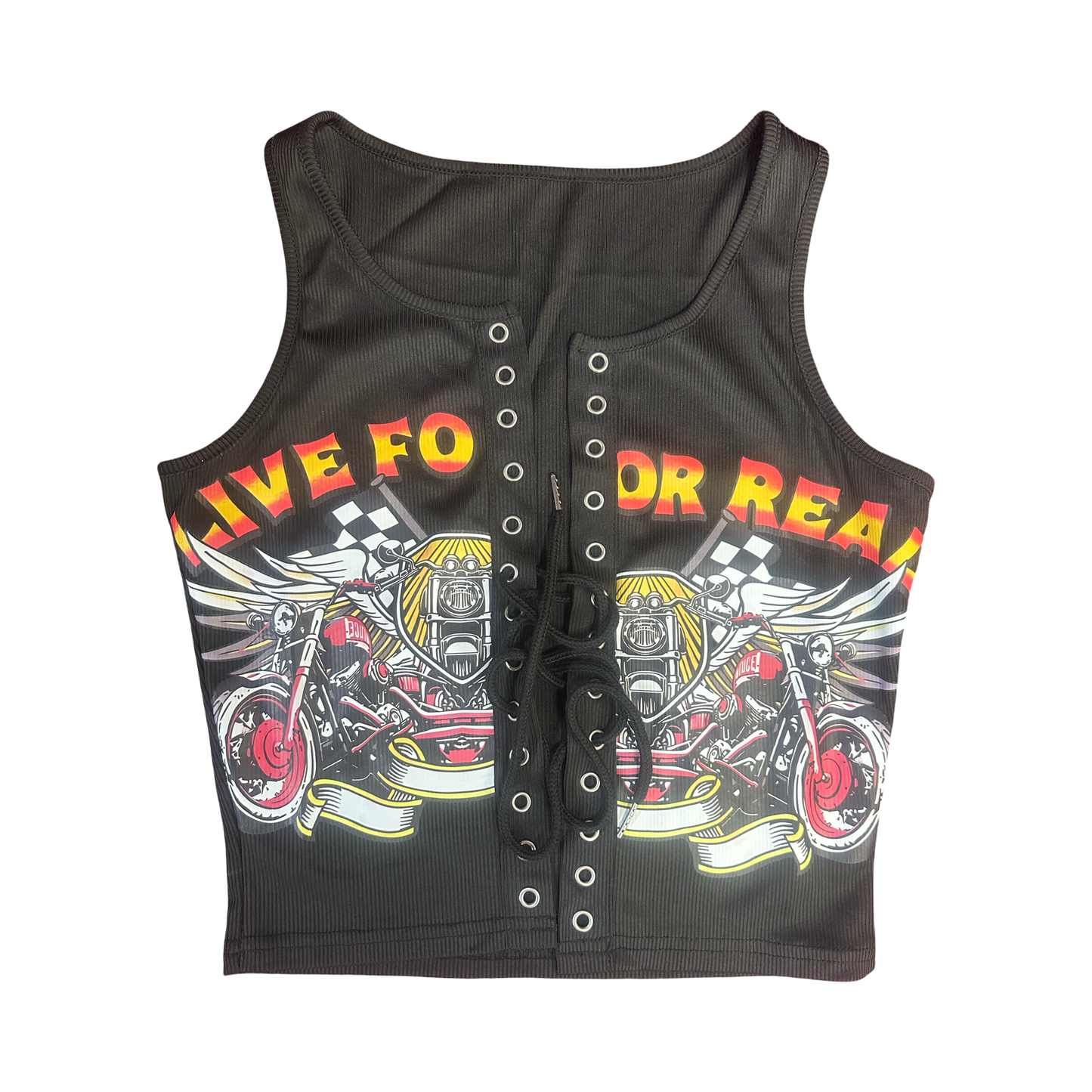 Live For Real Lace-Up Graphic Tank