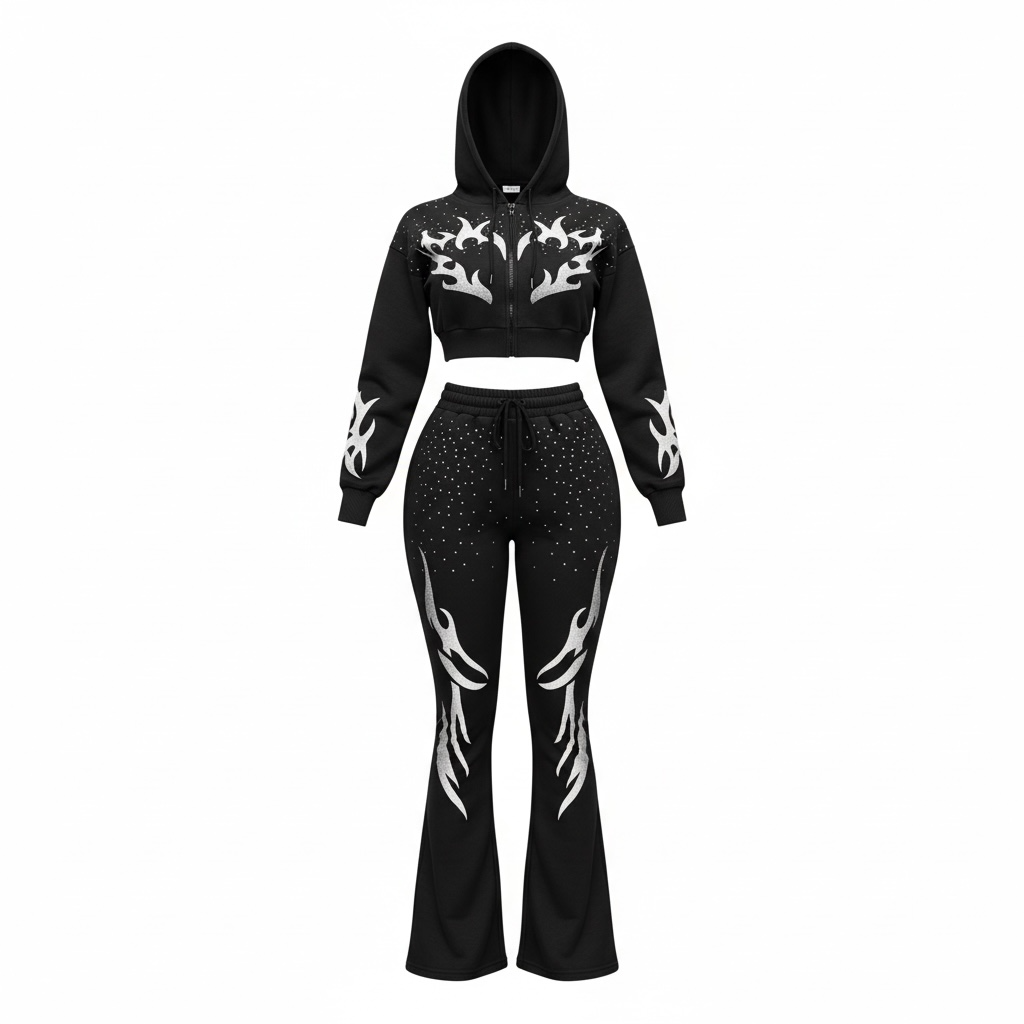 Blaze Me Out Rhinestone Tracksuit