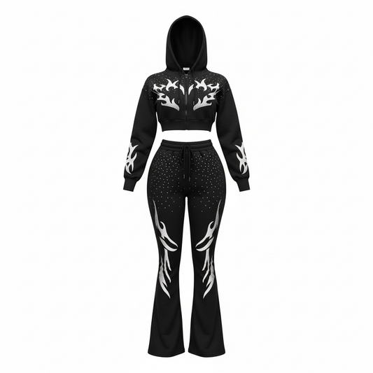 Blaze Me Out Rhinestone Tracksuit