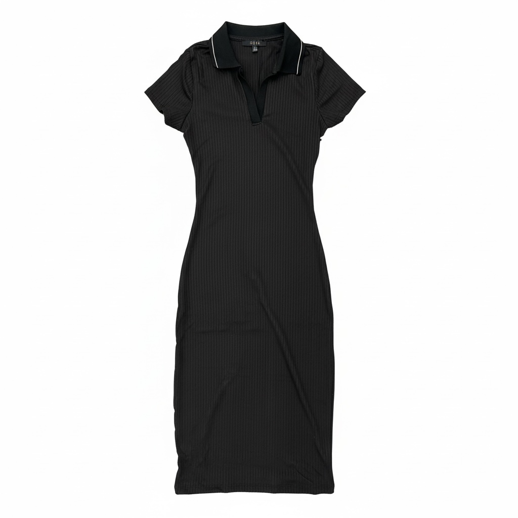 Ribbed Polo Bodycon Dress