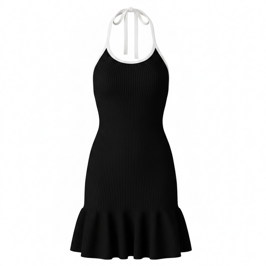 Classy Contrast Ribbed Dress