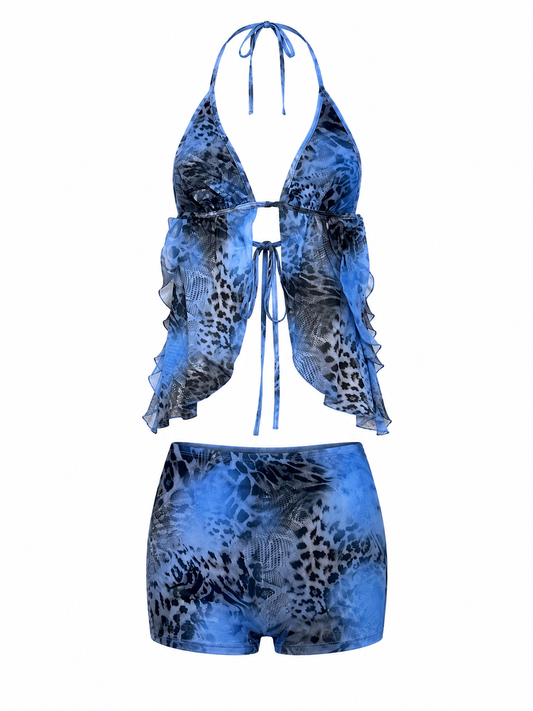 Blue Lagoon Ruffle Short Set