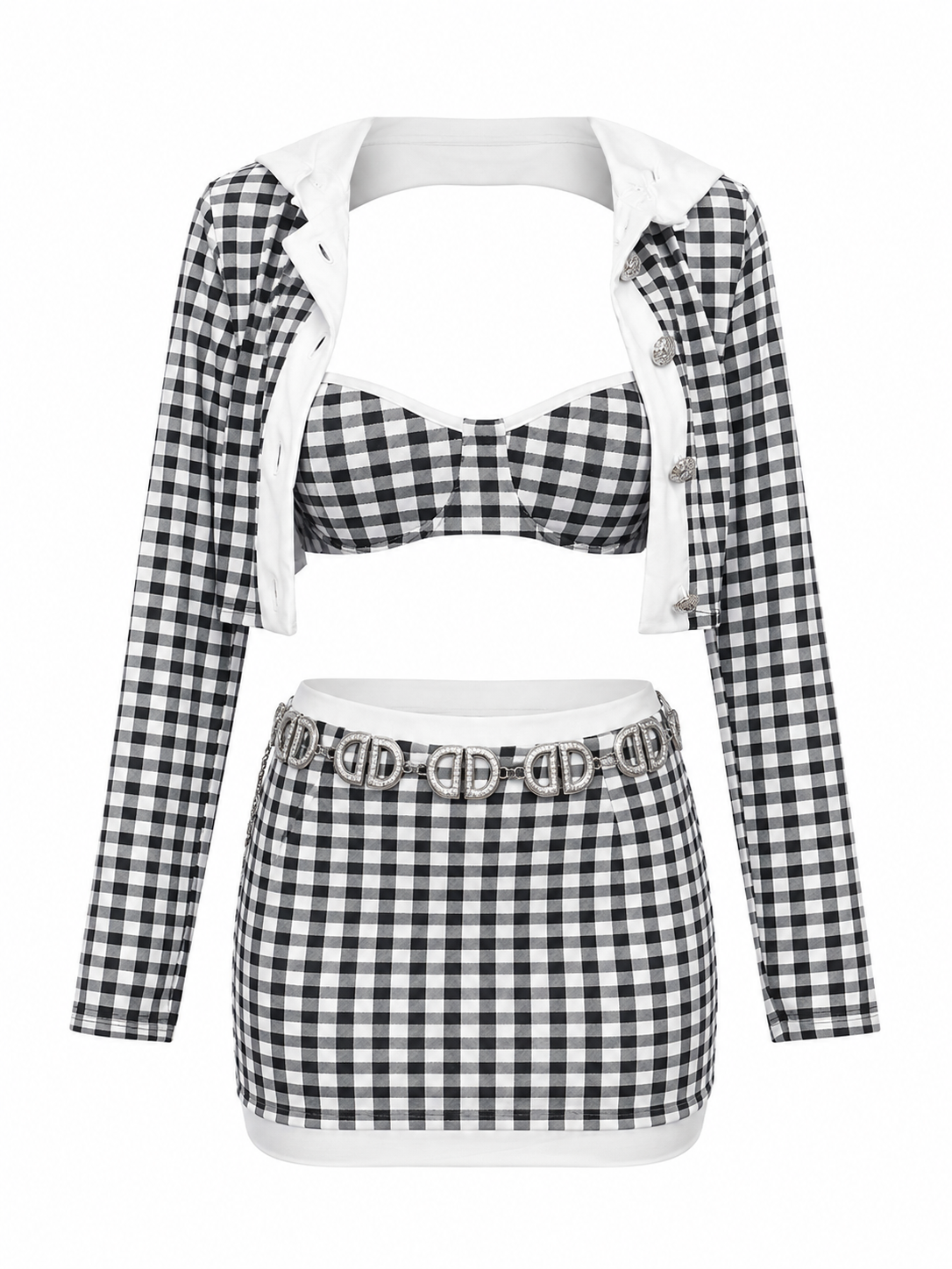 Gingham Glam 3-Piece Skirt Set