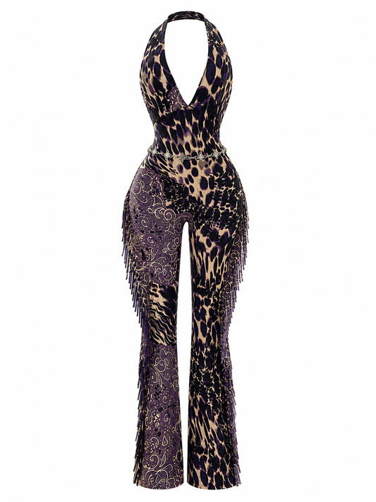Wild Luxe Fringe Halter Jumpsuit