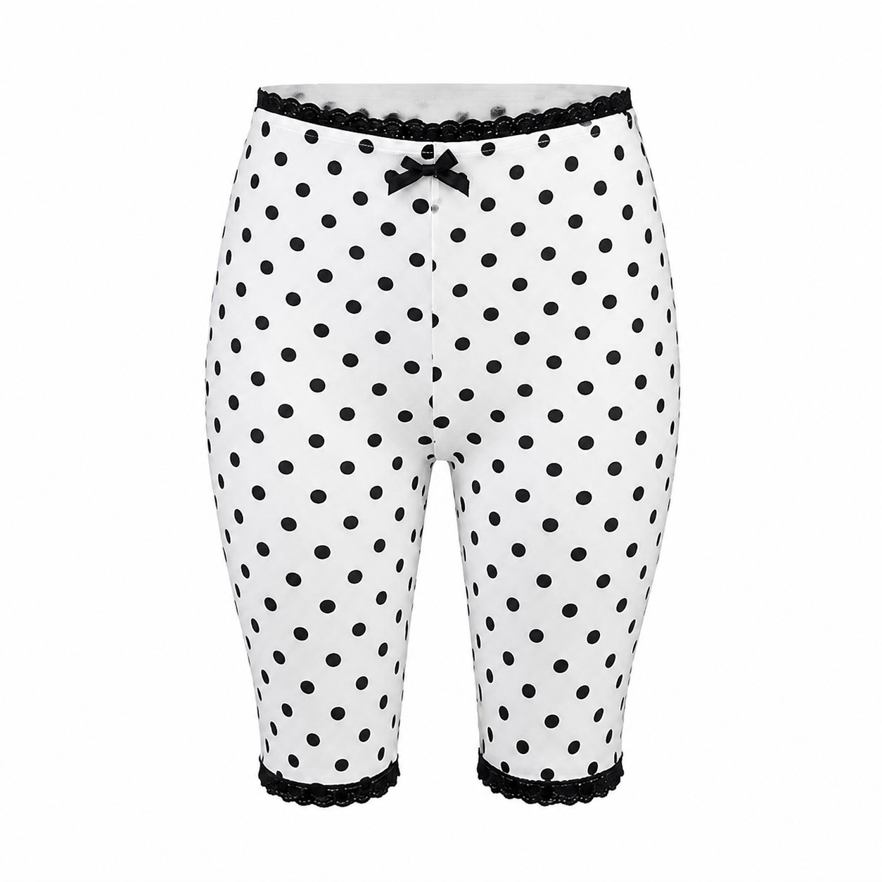 Polka Dot Lace-Trim Capri Pants