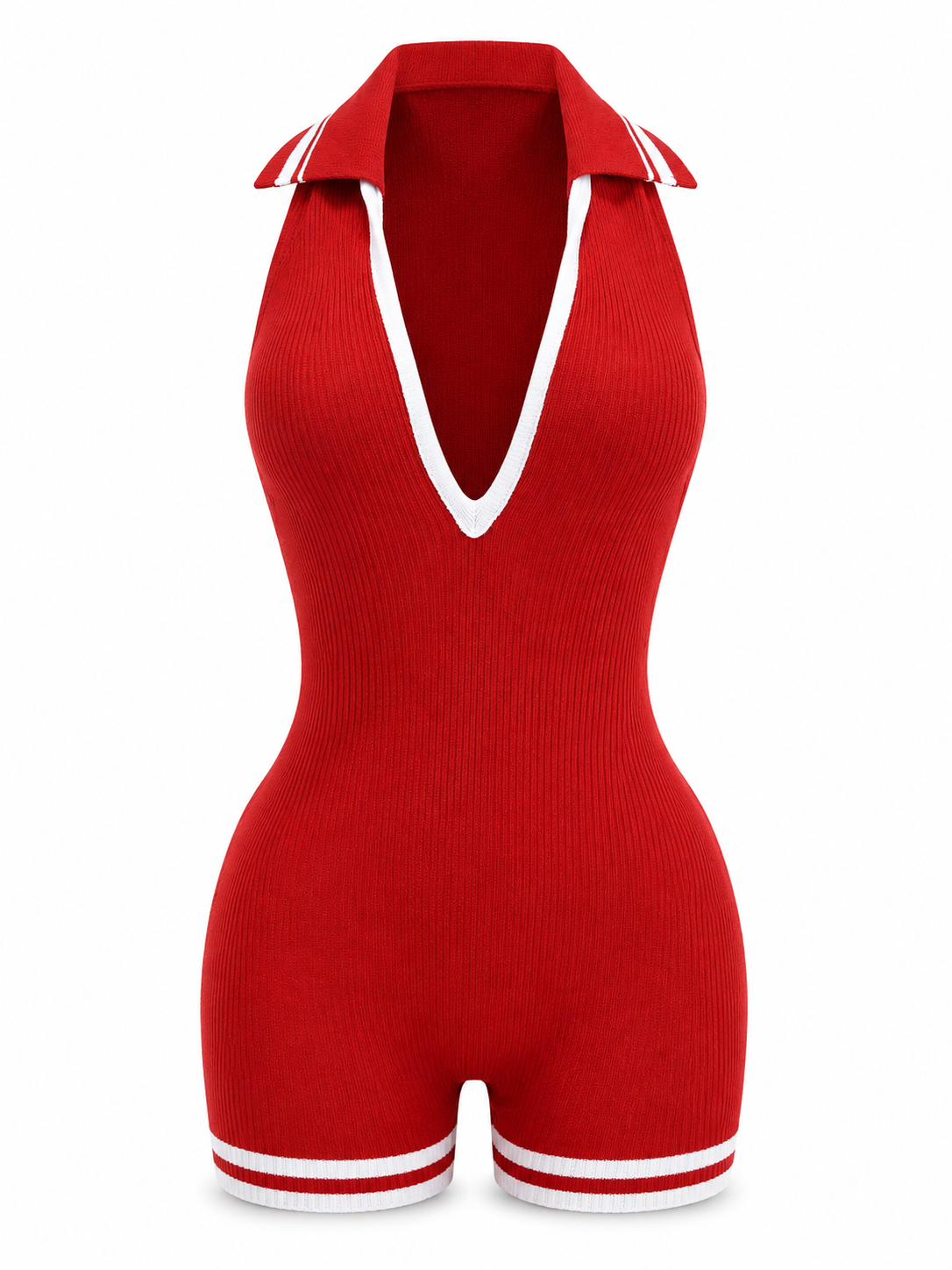 Red Hot Varsity Halter Romper