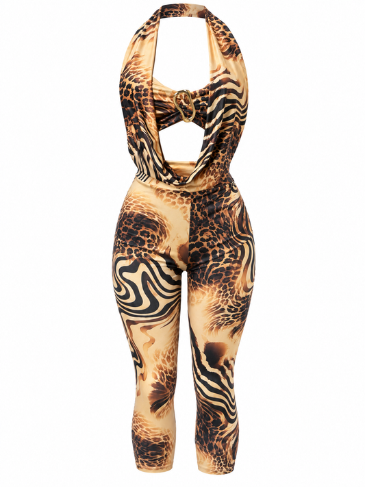 Wild Attraction Animal Print Capri Set
